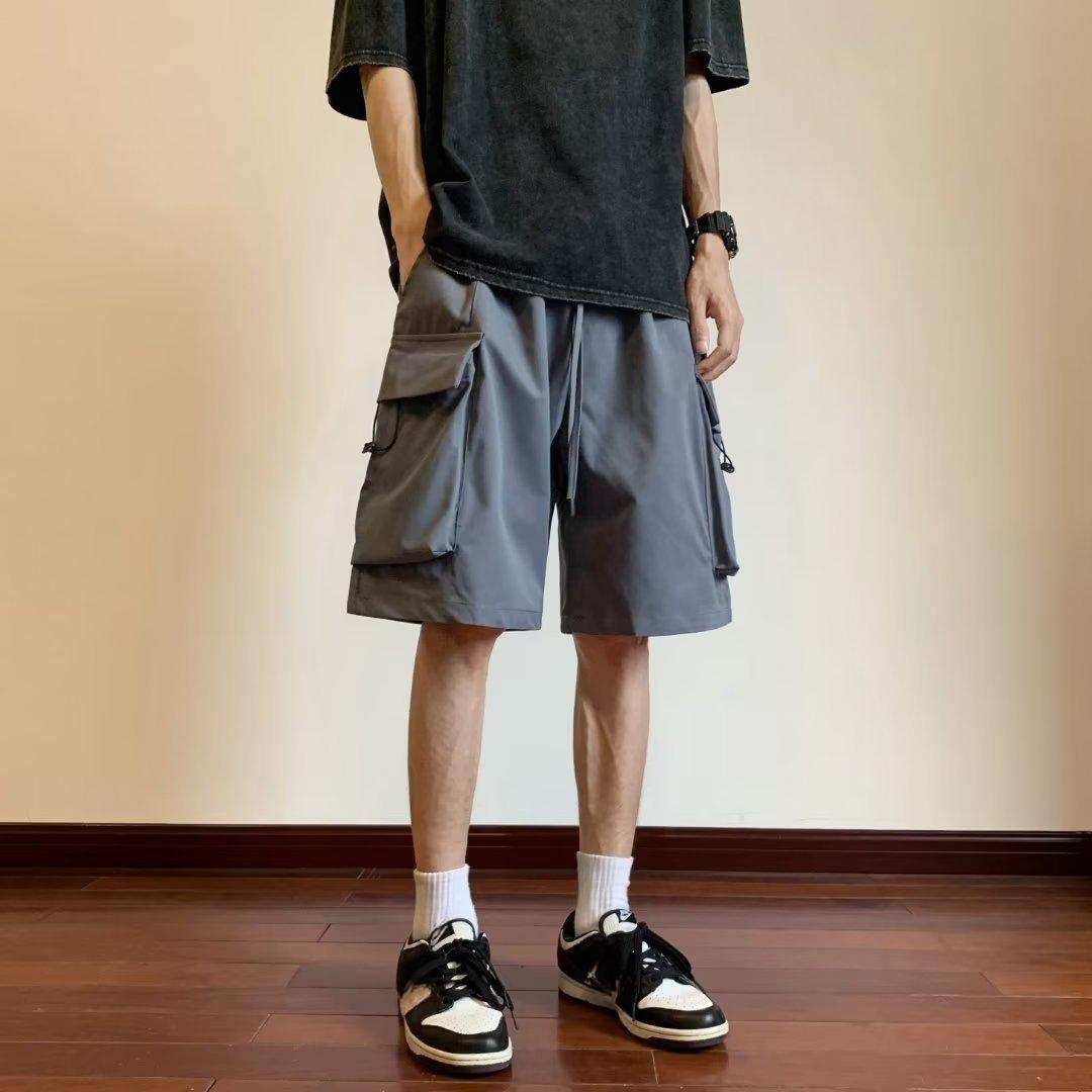 Летние шорты Tooling, мужские повседневные свободные брюки с пятью точками, корейские спортивные баскетбольные брюки M серый