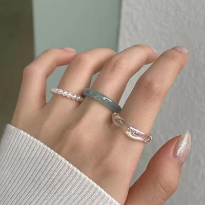 3Pcs/set Korean Colorful Resin Rings For Women Girls Vintage Simple Acrylic Rings Set Fashion Jewelry Accessories Party Gifts