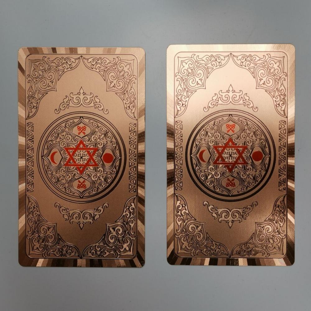 Hexagram Gold Foil Tarot Cards with Rose Pattern, 78 Cards Rider Tarot Deck 12*7cm, with Paper Instruction Guide