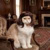 Große Welle Katze Kurzes Lockiges Haar Verstellbar Hairstyle für Haustiere Haustierbedarf Haustierperücken Cosplay Requisiten