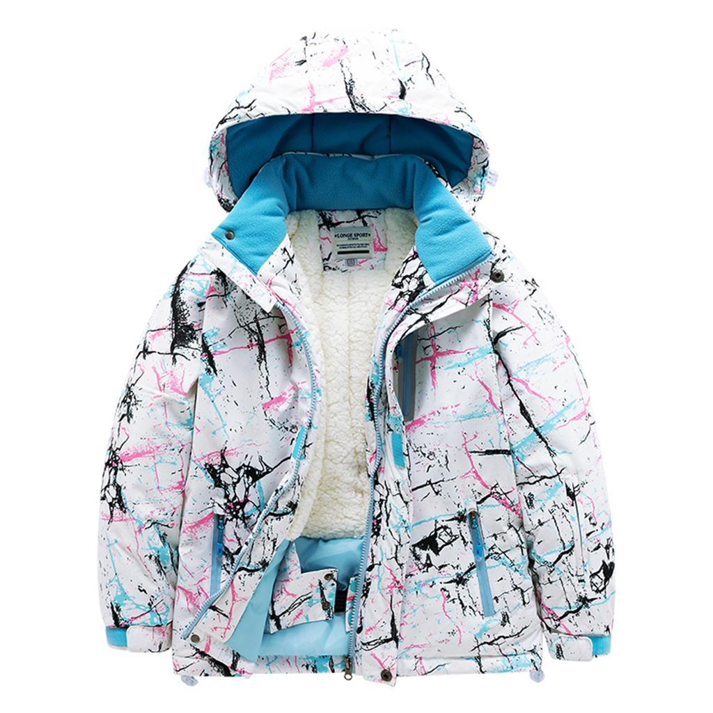 Children's Fashion Print Ski Suit Boys' And Girls' Thickened Waterproof Warm Ski Jacket