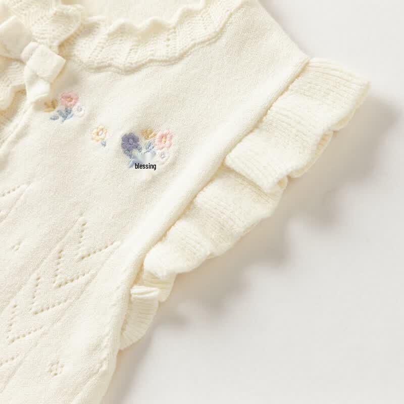 DAVE & BELLA Girls' Ruffled Knit Cardigan Vest