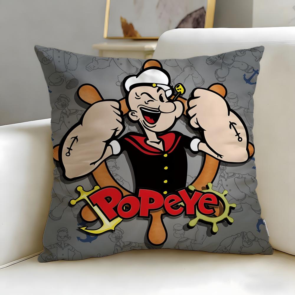 Classic Cartoon Popeye the Sailor Cushion Cover Soft  EasyWash Pillow Case  Versatile for Couch Bed Travel and Office