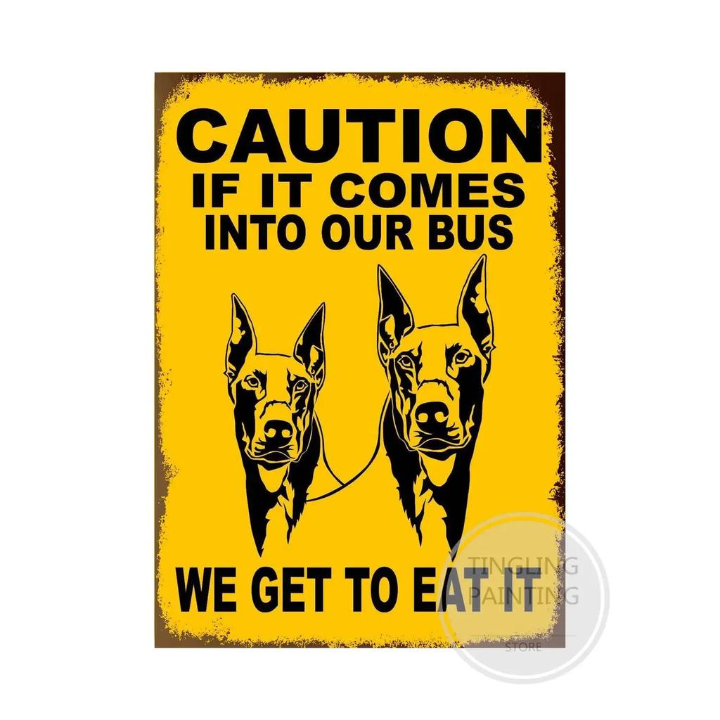 1pc Warning Dog Metal Tin Signs Vintage Poster Beware Of Dog Retro Sign Wall Stickers For Garden Family House Door Decoration