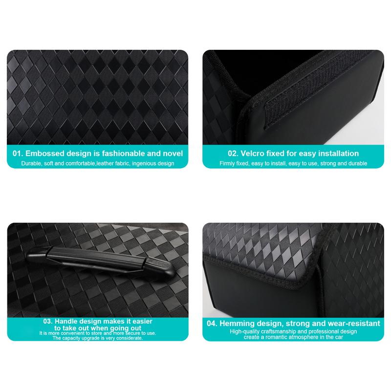 RV Trunk Organizer For SUV Auto Trunk Storage Organizer Foldable Embossed Design Large Capacity Car Storage Box For Tissue Boxes