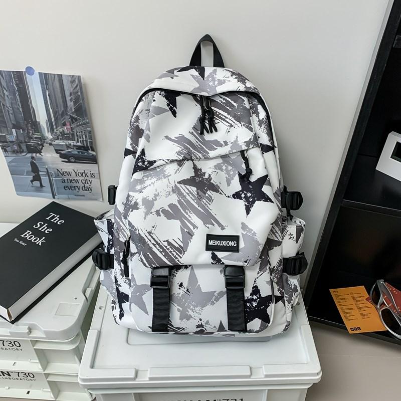 Star Graffiti Print Student Schoolbag Unisex Backpack