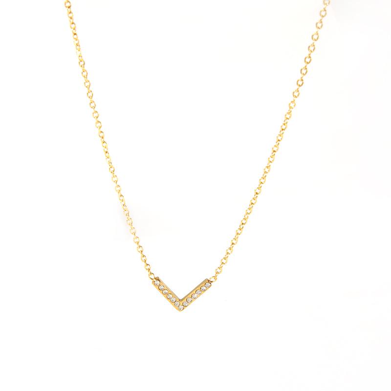 Exquisite Heart-Shaped 18K Gold-Plated Stainless Steel Necklace with Diamonds – Light Luxury Clavicle Chain