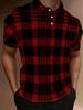 Printed Design – Not Textured Men's Classic Plaid Polo, Polyester Fabric, Casual Commuter Regular Fit for Summer