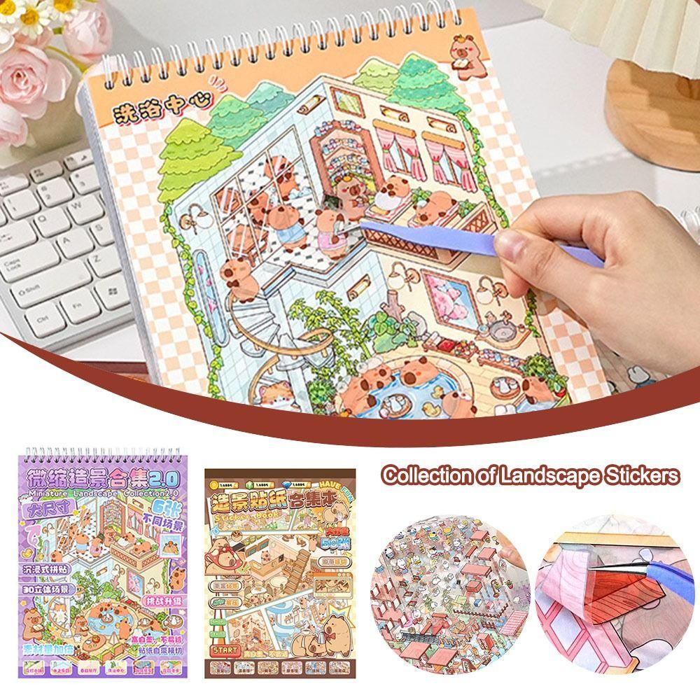 

PET Miniature Scene Collection Decompression 3D Pocket Cabin Scene Stickers Children Gifts 18.9*25.2cm