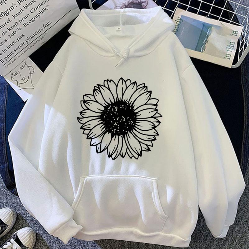 

(Unisex hoodie)New Sunflower Pattern Print Hoodies For Women Fashion Casual Sports Sweatshirts Ladies Pullovers Tops