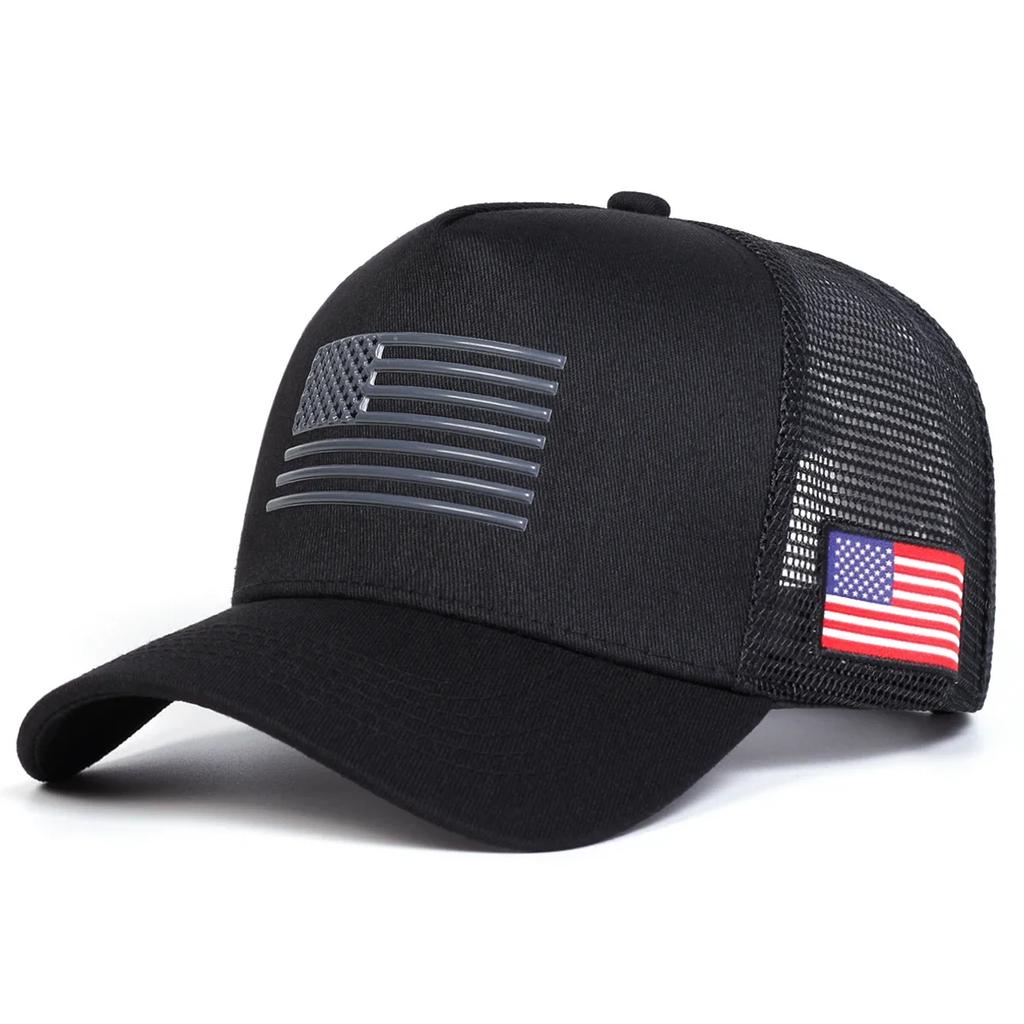 Unisex American Flag Embroidery Baseball Net Caps Spring and Summer Outdoor Adjustable Casual Hats Sunscreen Hat Sports Cap