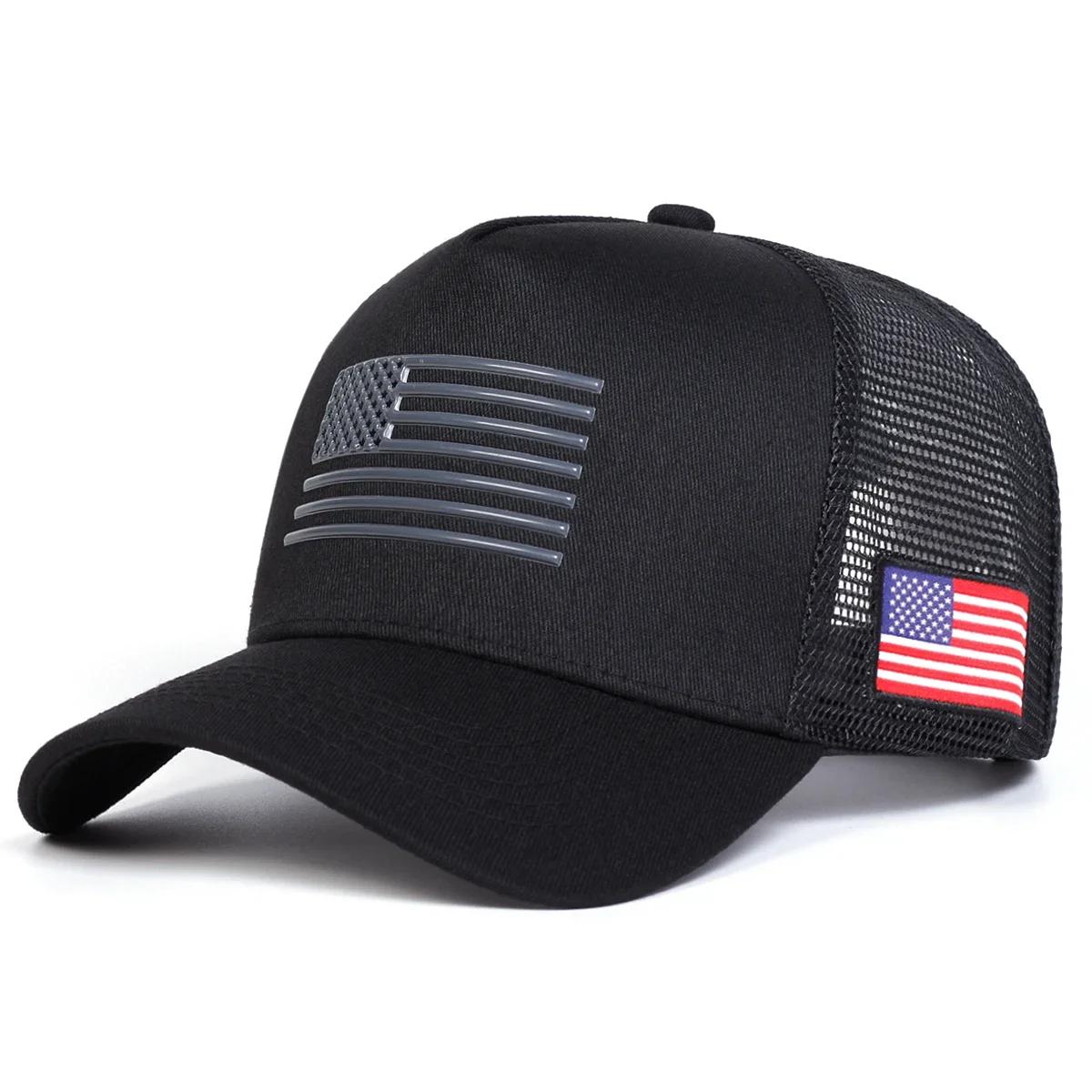 Unisex Amerikaanse Vlag Borduurwerk Baseball Net Petten Lente En Zomer Buiten Verstelbaar Casual Petten Zonbescherming Pet Sportpet zwart
