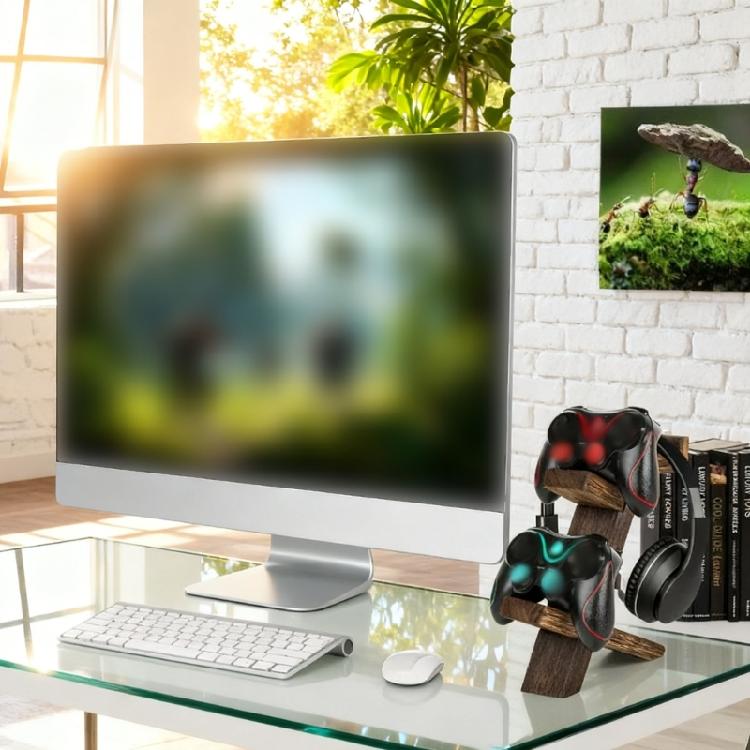 2-lagiger Holz-Gaming-Ständer Vertikales Ablageregal 2-lagig für Kopfhörer, Controller und zusätzlichen Stauraum