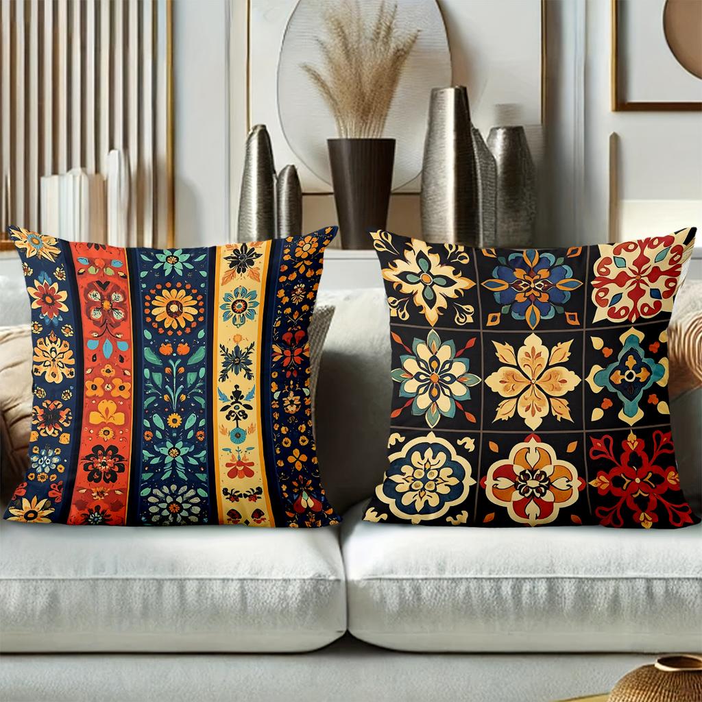 Colorful Floral Patterned Throw Pillows for Home Decor Polyester pillowcase, sofa decorative cushion cov Headboard Pillow