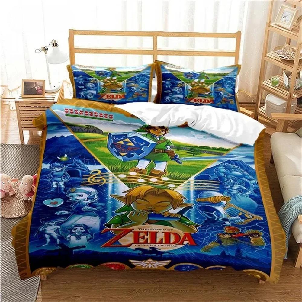 Anime Game Motif Microfibre Bedding Sets, Children's Birthday Gift with Zip Room Decor for Teenagers Adulte  Duvet Cover