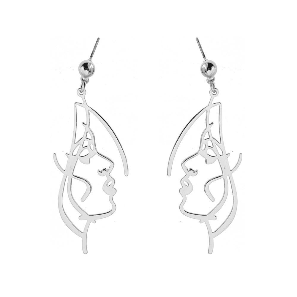 Alloy Face Elegant Earrings For Women Modern Cartoon Expression Design Jewelry