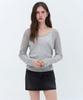 MUSINSA STANDARD WOMAN Women'S Linen Blend Ribbed V-Neck Sheer Knit [Melange Light Grey]