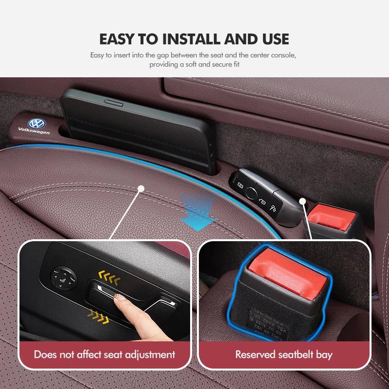 2Pcs Car Seat Gap Filler Strip Leak Proof Storage Accessories For VW GTI Polo Golf MK6 Passat Tiguan Arteon T-ROC Jetta ID.3 CC BCF1