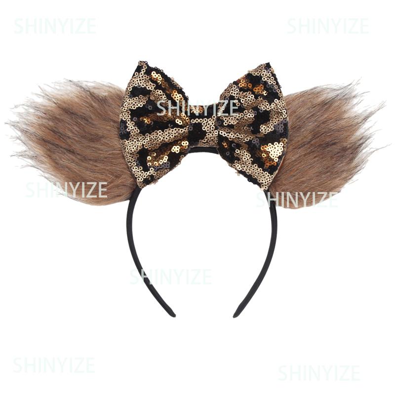Fashion New Brown Beauty And Beast Mouse Ears Headband 5" Headwear Boys Girls Festival Party Hair Accessories Women Gift
