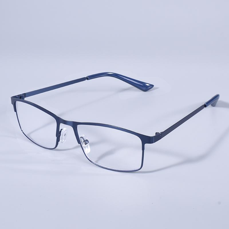 Classic Business Reading Glasses For Men Alloy Frame Readers Eyewear Ultra Light Blue Light Blocking Lens Presbyopia Glasses+175