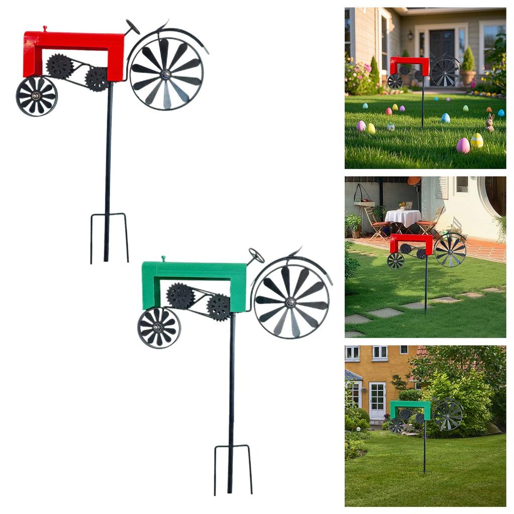 Handgefertigter Metalltraktor Gartenwindmühle Vintage Eisenkunst Skulptur Windrad Pfahl Ornament für Veranda Zuhause Rasen Hinterhof Innenbereich