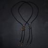 Western Punk Bolo Tie Vintage Antiqued Metal Cobras Snake Pendant Shirt Chain Collar Necktie Faux Leather Rope Necklace