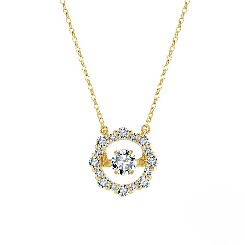 Silver Exquisite Sunflower Pendant Necklace Certificated Moissanite Diamond Shiny Collar Trendy Jewelry 45cm