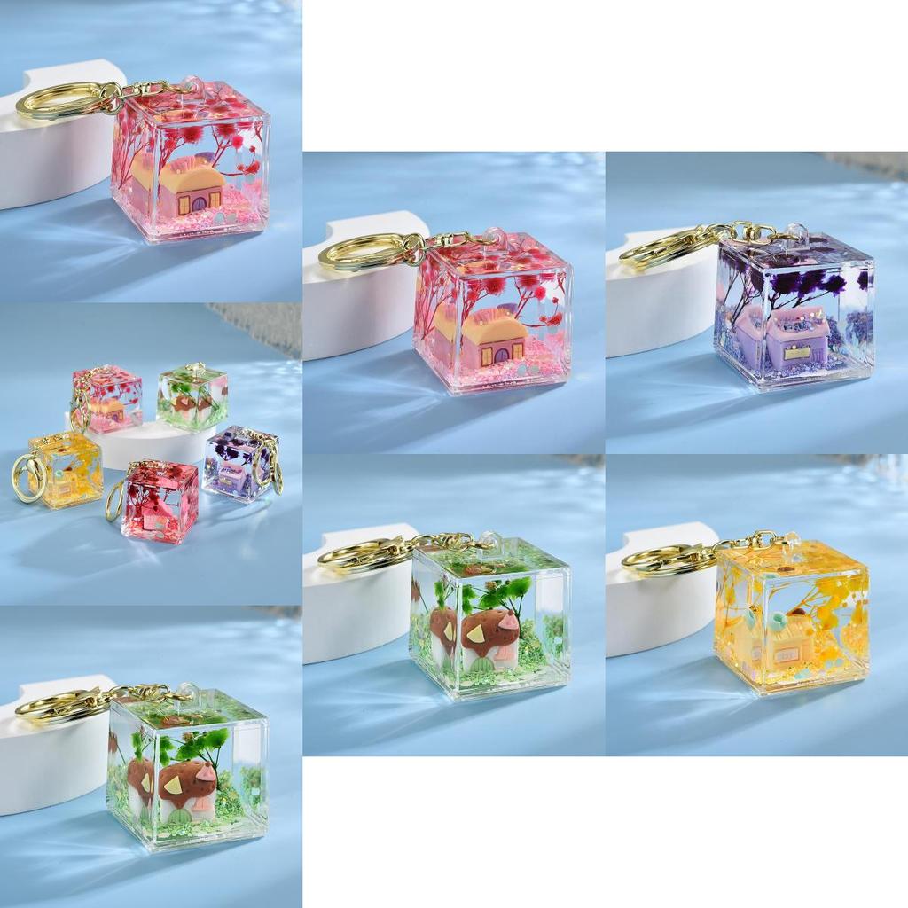 Fun Sand Flow Acrylic Key Holder With Cartoon Design For Kids And Adults Suitable For Holiday And Party Gifts