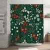 Green Floral Shower Curtain Decor Waterproof Fabric Bath Room Decoration for Home Bathroom Red White Flowers Green Leaf Pattern