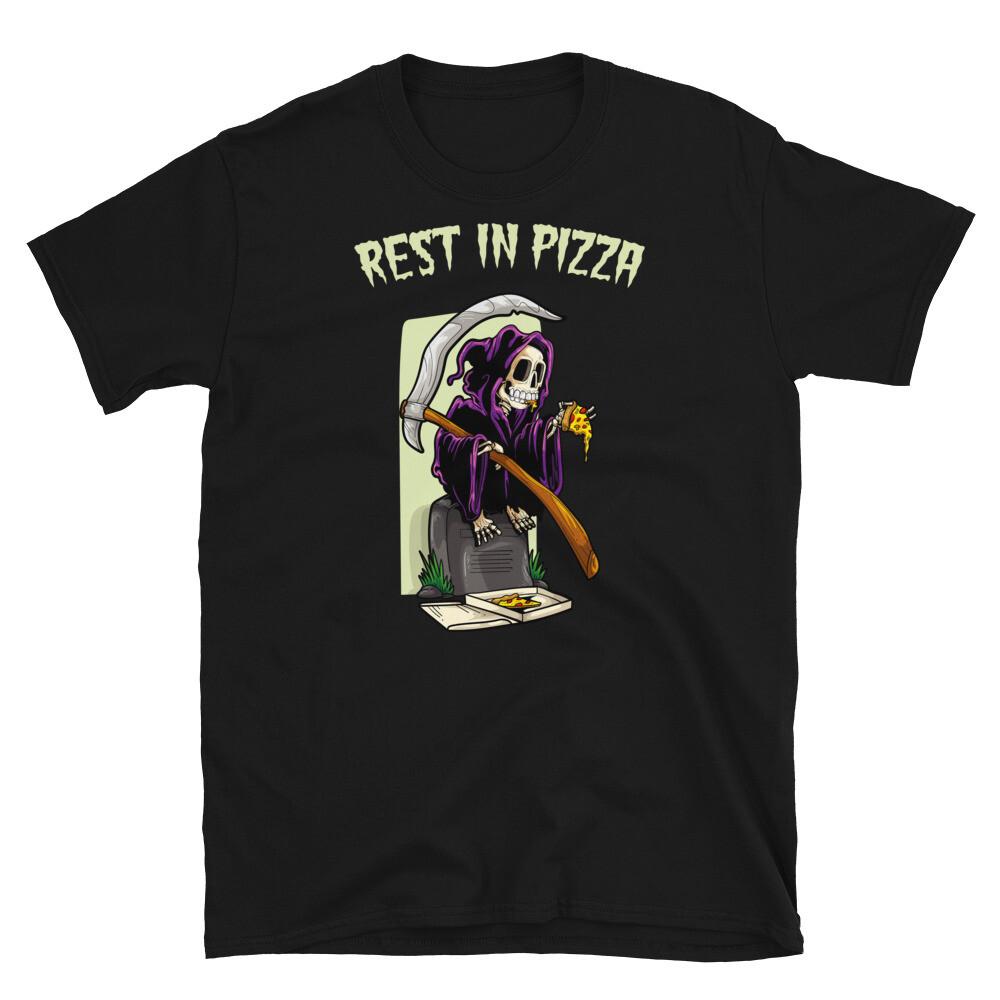 Grim Reaper Rest in Pizza Halloween Pepperoni Foodie Short-Sleeve Unisex T-Shirt S разноцветный