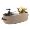 Natural Cotton Rope Oval Storage Basket Featuring Sturdy Leather Handles For Home Use
