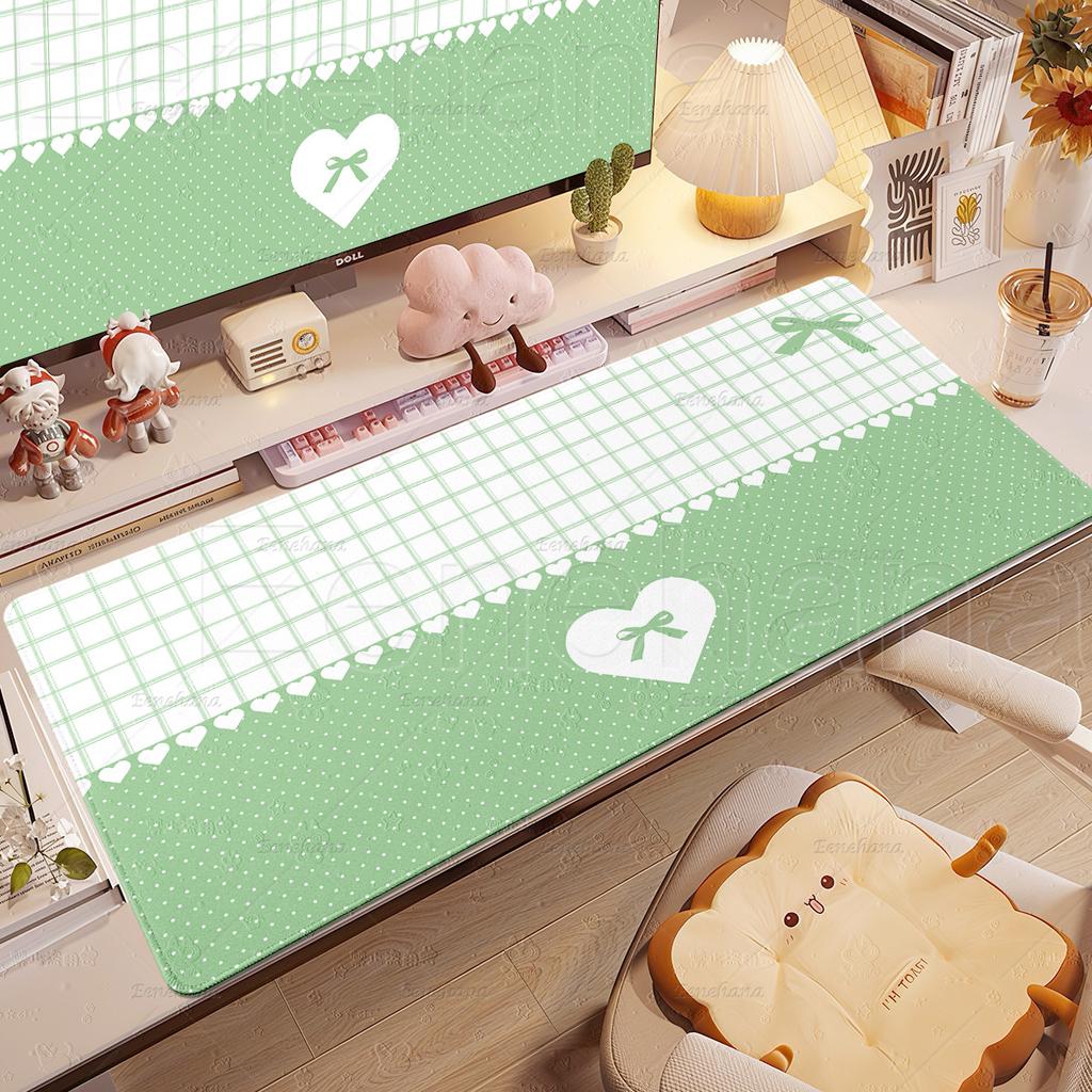 Ins Love Heart Pink Mouse Pad Large Gaming Bow Grid XXL Minimalist Nonslip Office Accessories Gamer Laptop Keyboard HD DeskMats