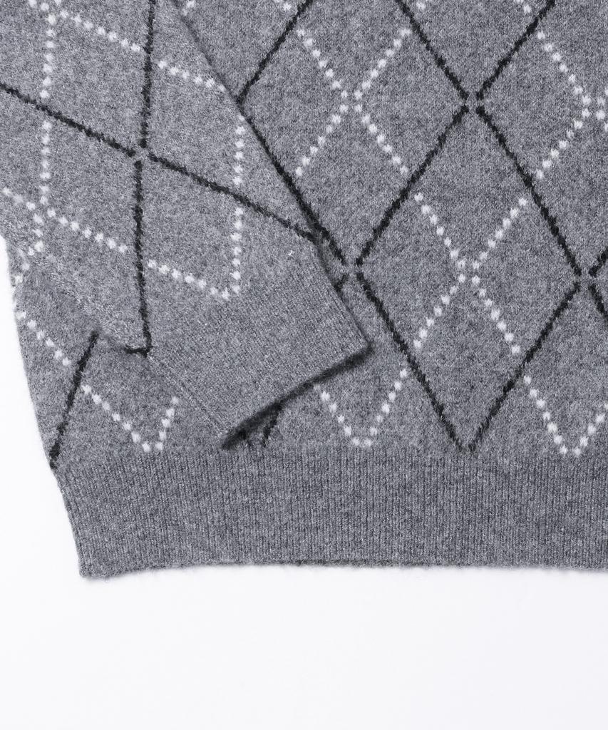 ADHOC Men'S Round Neck Argyle Oversized Knit (M-Grey) (Hbalk05)