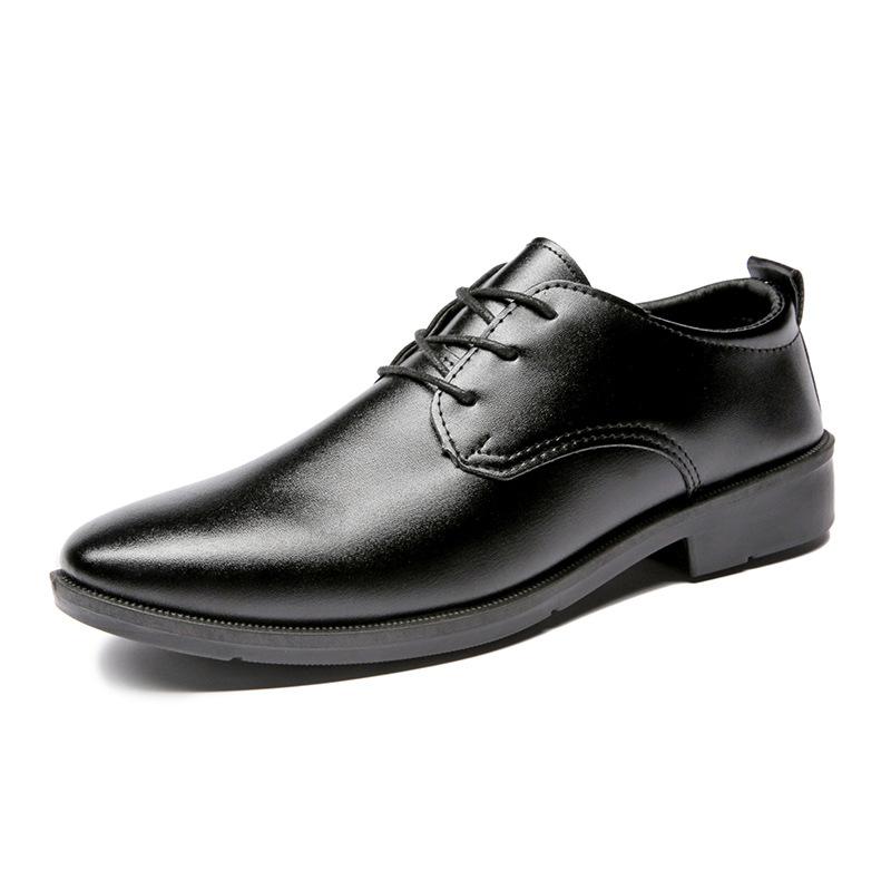 Business Leather Shoes Men's Black Casual Shoes Simple Fashion Best Man Wedding Shoes Versatile Lace-up Soft Sole Non-slip Men's Shoes