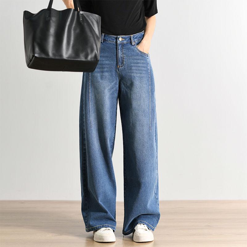 

Retro Loose Women s Wide-Leg Jeans - Spring/Autumn Casual Straight Pants XL