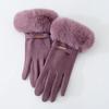 Women's Velvet Rabbit Fur Fleece-Lined Cycling Gloves - Warm, Non-Slip, Windproof, Thick Winter Gloves