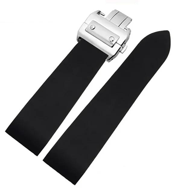 Silicone Rubber Watch Band For Cartier Santos 100 W2020007 W2020008 Watch Straps Waterproof Watch Bracelet 25mm