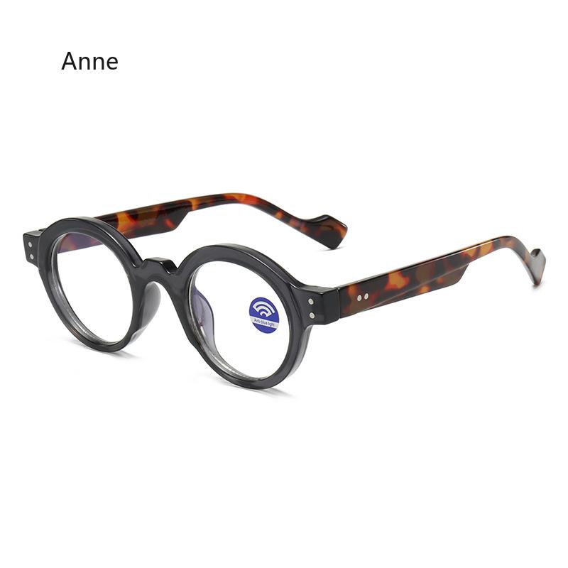 Anti-Blue Light Spring Hinge TR90 Retro Rivets Round Glasses Frames Fashion Computer Optical Eyeglasses Gafas Hombre