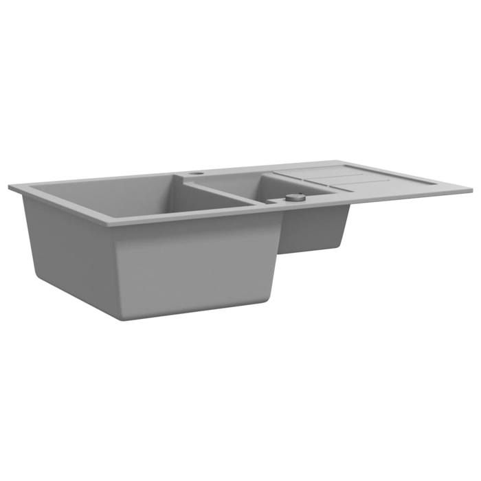 VidaXL Évier de Cuisine en Granit Double Bac Gris Décoration Cuisine Maison 142951