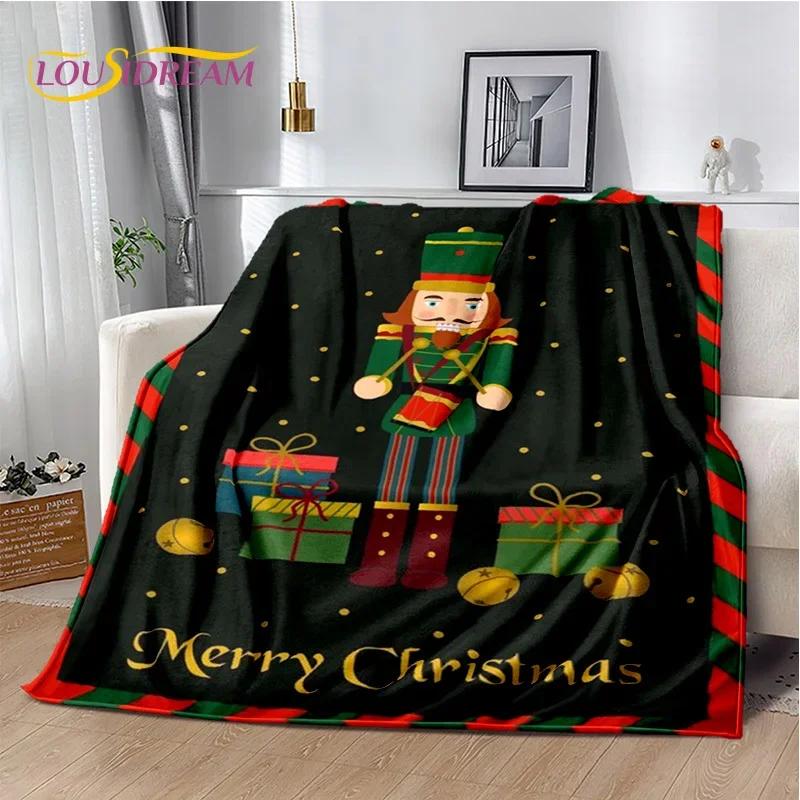 Christmas Tree New Year Nutcracker Cartoon Fairy Tales Blanket,Soft Throw Blanket for Home Bedroom Bed Sofa Cover Child Gift