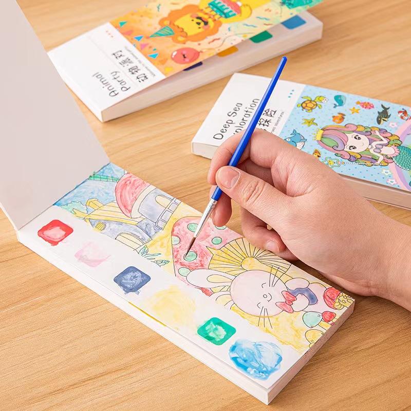 High-Quality 20 Pages+2 Pens Watercolor Picture Book Kindergarten Colored Graffiti Enlightenment Note Picture Book