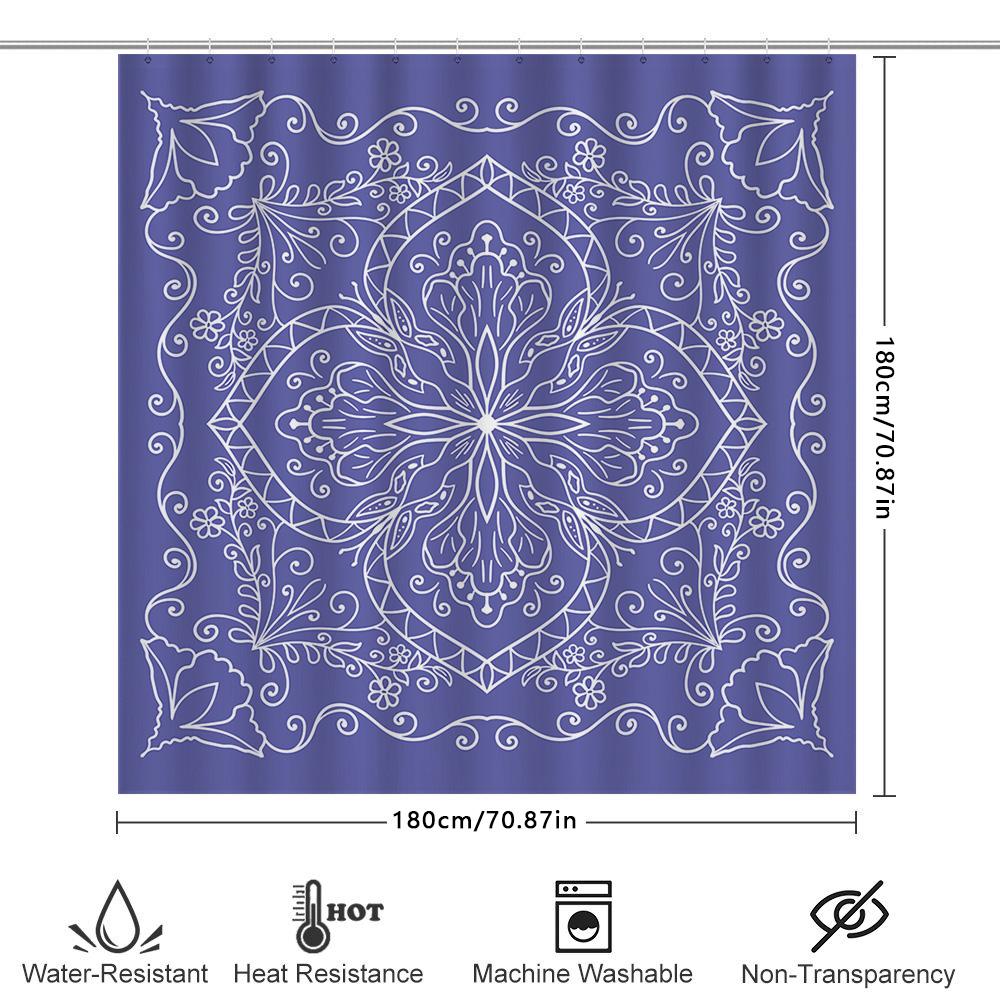 Brightly Colored Mandala Shower Curtain For Bathrooms Modern Decorative Design Blue Yellow Pink Green White Waterproof Fabric (7
