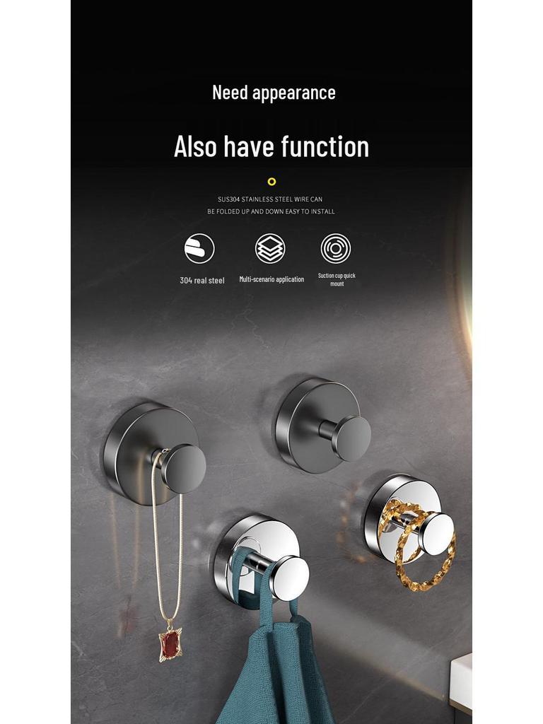 304 Stainless Steel Rotating Suction Cup Hook – Strong, No-Drill, Load-Bearing Hook for Kitchen, Bathroom, and Toilet.