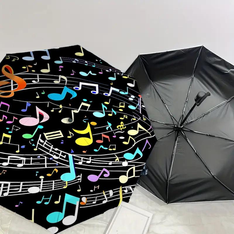 1PC music notes Umbrella-8-Rib Reinforced, Automatic Open, Lightweight & Durable, Cute Fashion Accessory for Outdoor, Beach or Casual Use, Beach Umbre