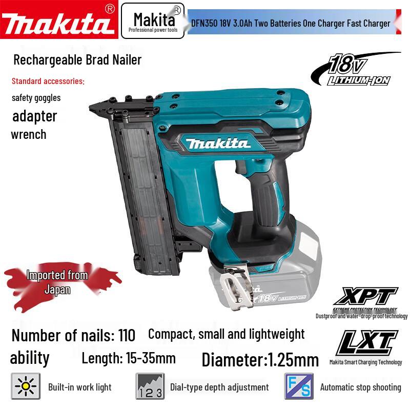 Makita DFN350 Cordless 18V Brad Nailer CN plug (adapter included)