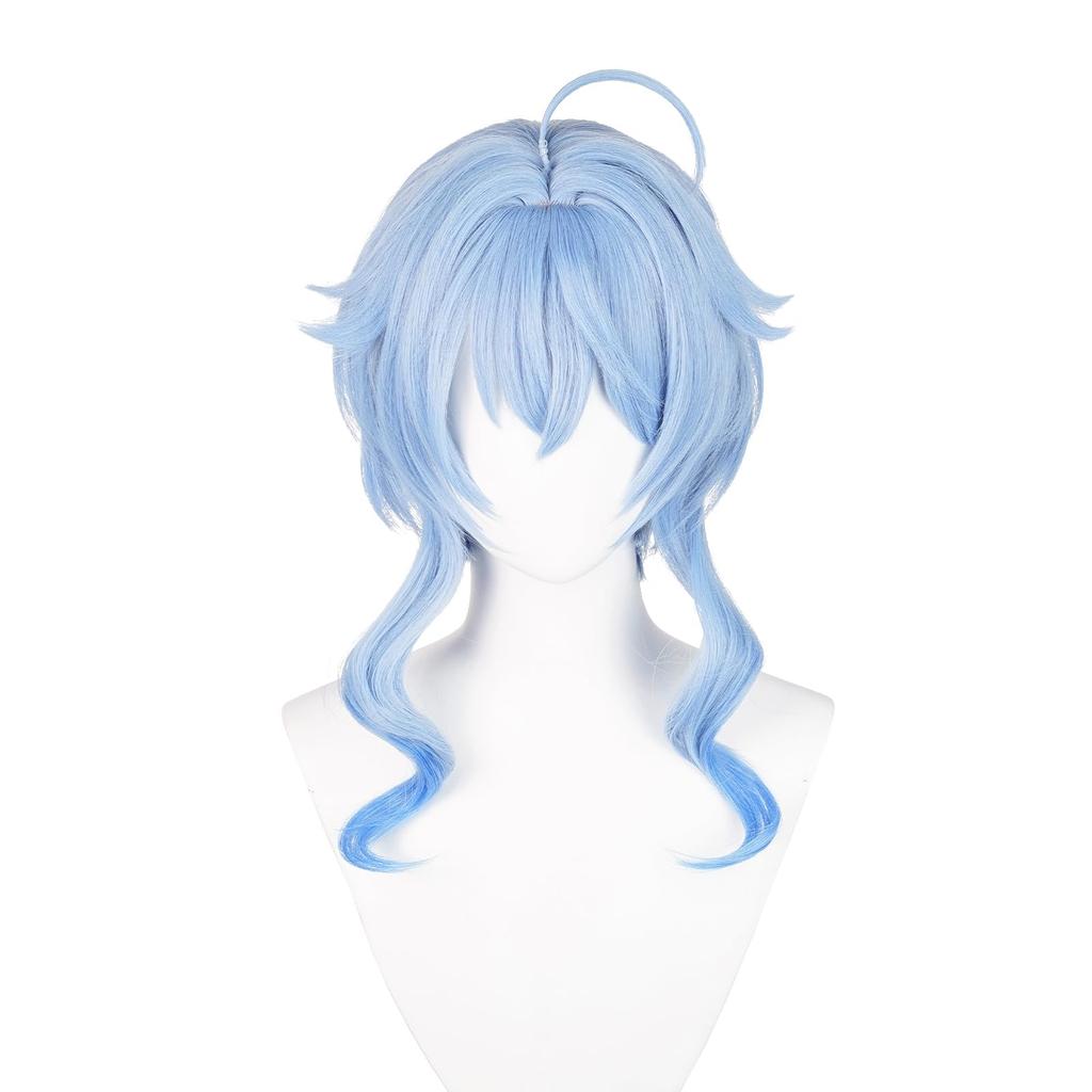 Blue Short Wig, Chignon Style, Heat-Resistant Wig, Cosplay Accessory, Wig Net Included, Perfect for Comic Market Events, Halloween, School Festivals,