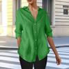 Long Sleeve Linen Shirts For Women Button Down Loose Solid Color Blouse Lightweight Casual Lapel Tunic Tops