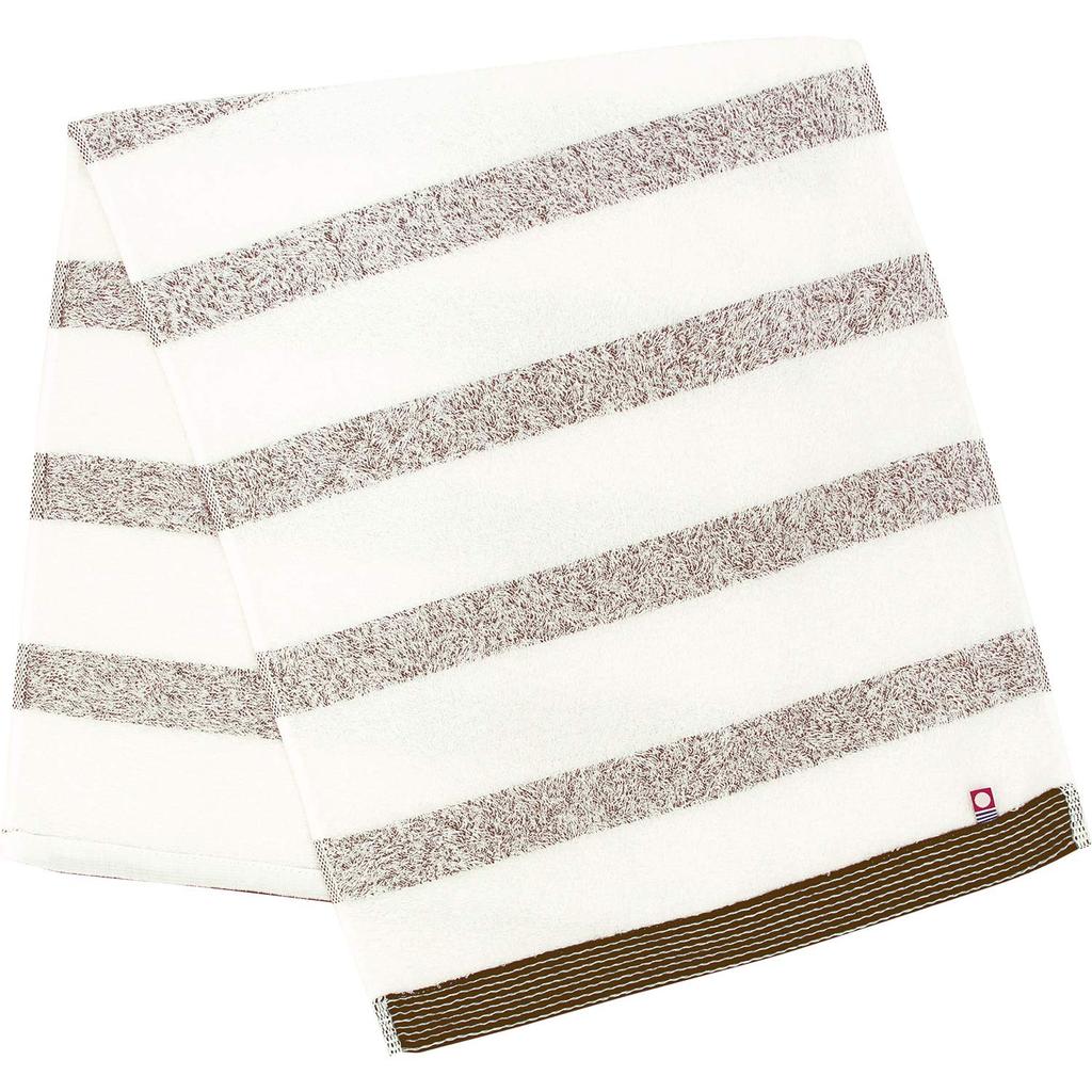 Hayashi Face 34 X Made In Imabari Famille FI207026 Towel, Approx. 80cm, Japan, Towel, Border, Brown,