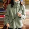 Plush Coat Zipper Closure Coldproof Comfortable Women Coral Fleece Jacket Outerwear