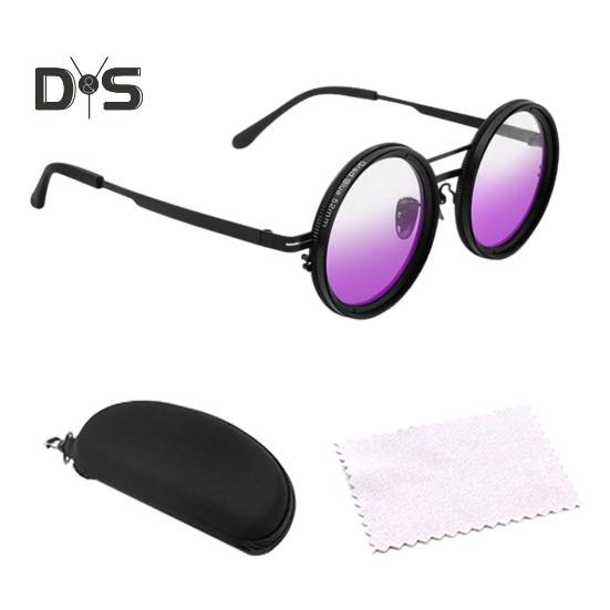 Adjustable Tint Sunglasses for Men Women UV Protection Round Polarized Sunglasses Retro Circle Eyeglass with Gradient Lenses for Beach Driving